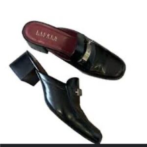 Lauren Ralph Lauren Black and Burgundy Mules